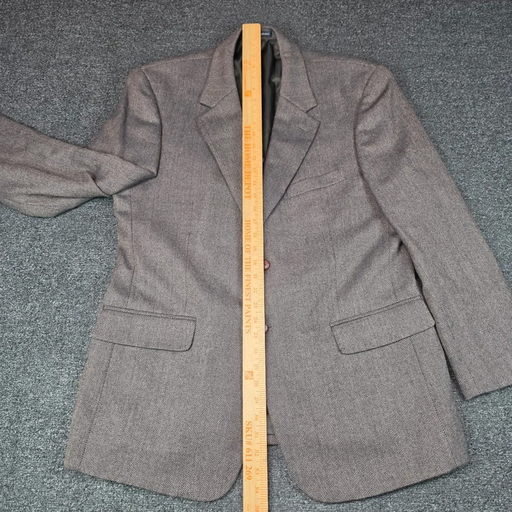 Savile Row Sport Coat Brown Herringbone Mens 44R Wool Blazer Formal Casual Wear